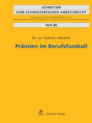 cover image of Prämien im Berufsfussball